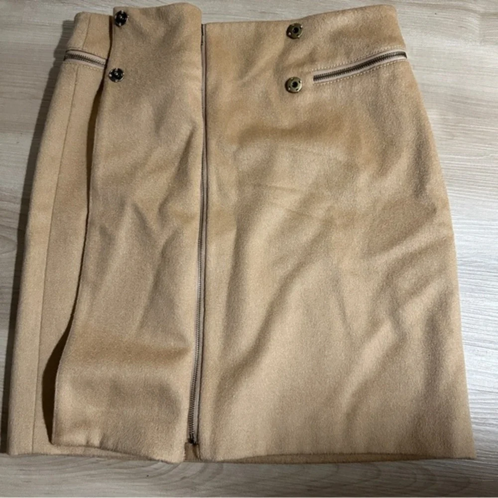 Tory Burch Wool‎ Skirt Women 2 Camel Tan Zipper Detail Mini A-Line